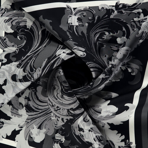 Gray Baroque Ivy Patterned Silk Square Scarf - Vismara