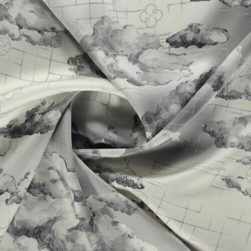 Gray Cloud Dance Patterned Silk Square Scarf - Vismara