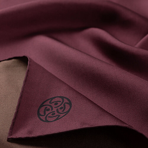 Green and Burgundy Double-Sided Twill Silk Square Scarf - Vismara