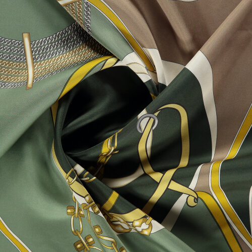 Green Chain Harmony Patterned Silk Square Scarf - Vismara