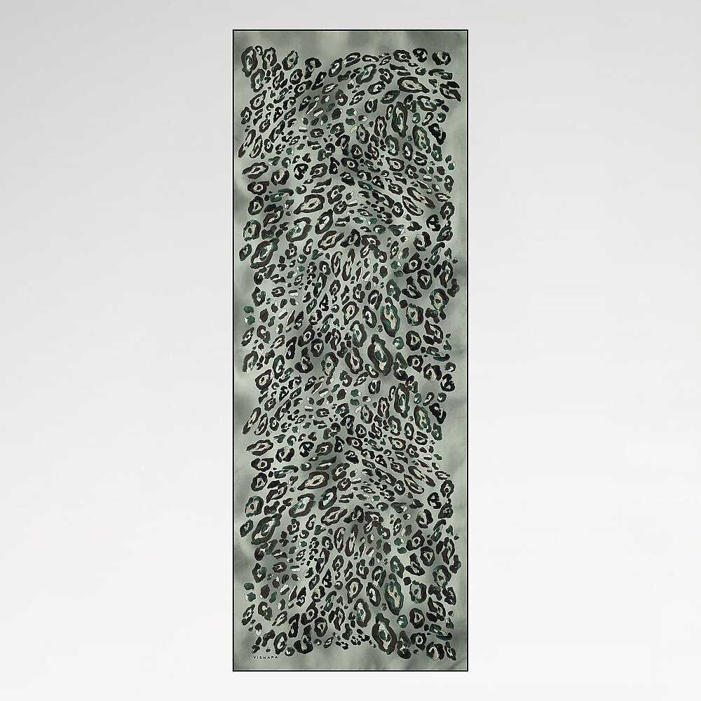 Green Classic Panther Pattern Silk Scarf - 2