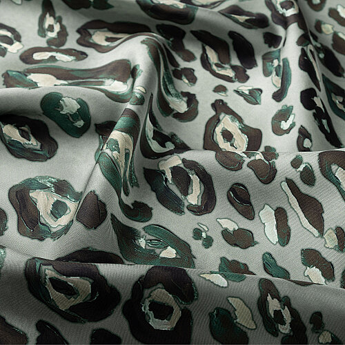 Green Classic Panther Pattern Silk Scarf - Vismara