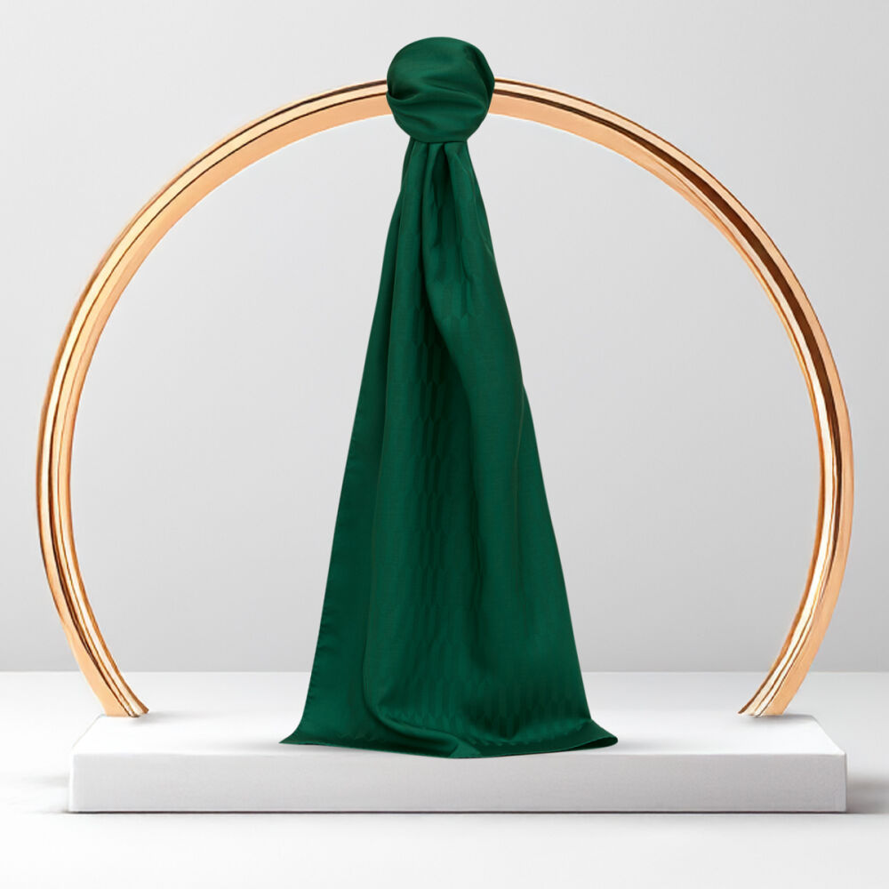 Green Drop Pattern Jacquard Wool Silk Scarf