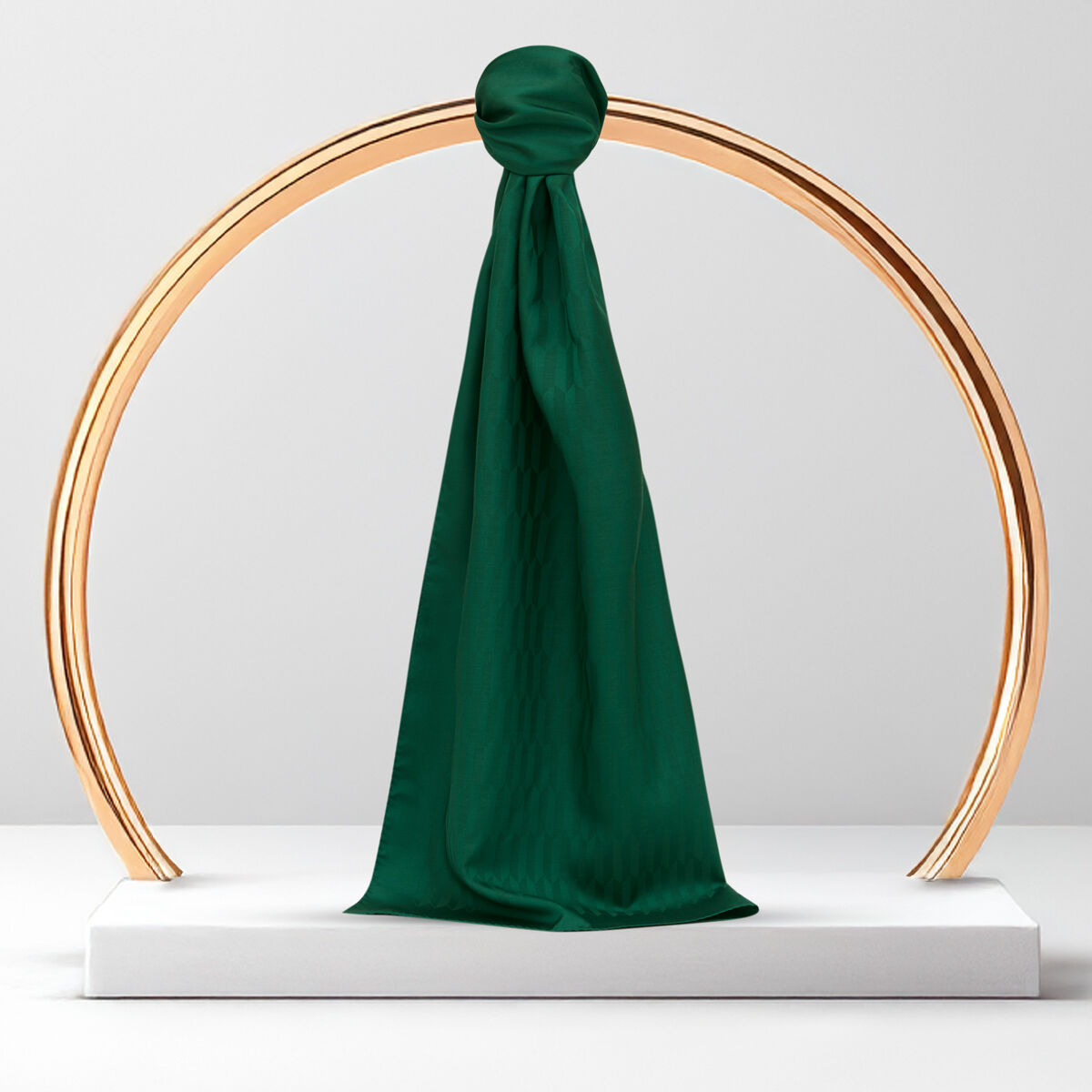 Green Drop Pattern Jacquard Wool Silk Scarf - 1