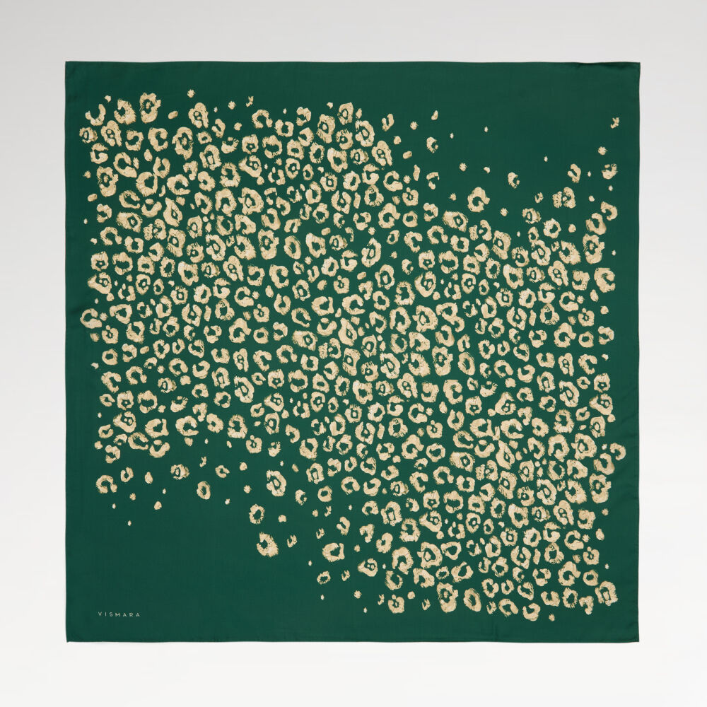 Green Modern Leopard Texture Patterned Twill Silk Square Scarf
