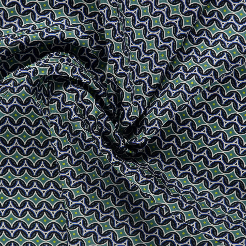 Green Retro Pattern Twill Silk Square Scarf - Vismara