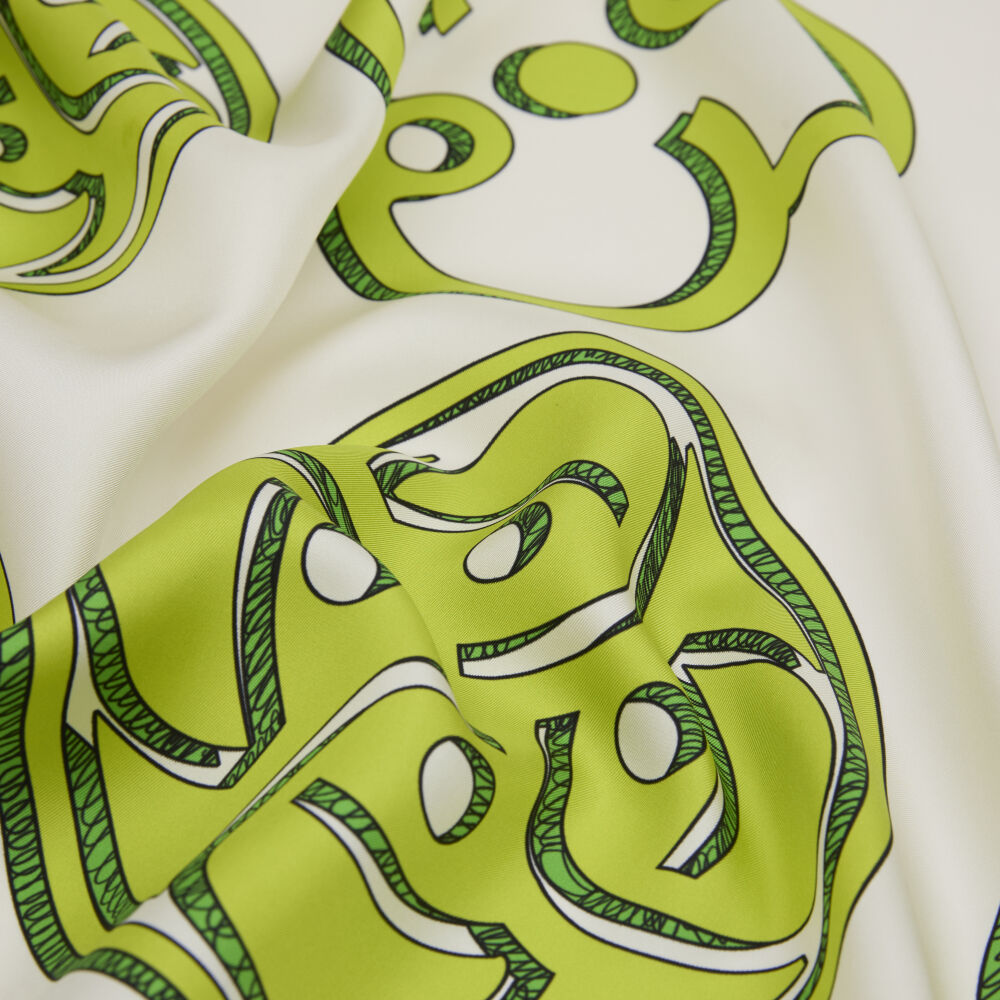 Green Vismara Monogram Patterned Twill Silk Square Scarf - Vismara