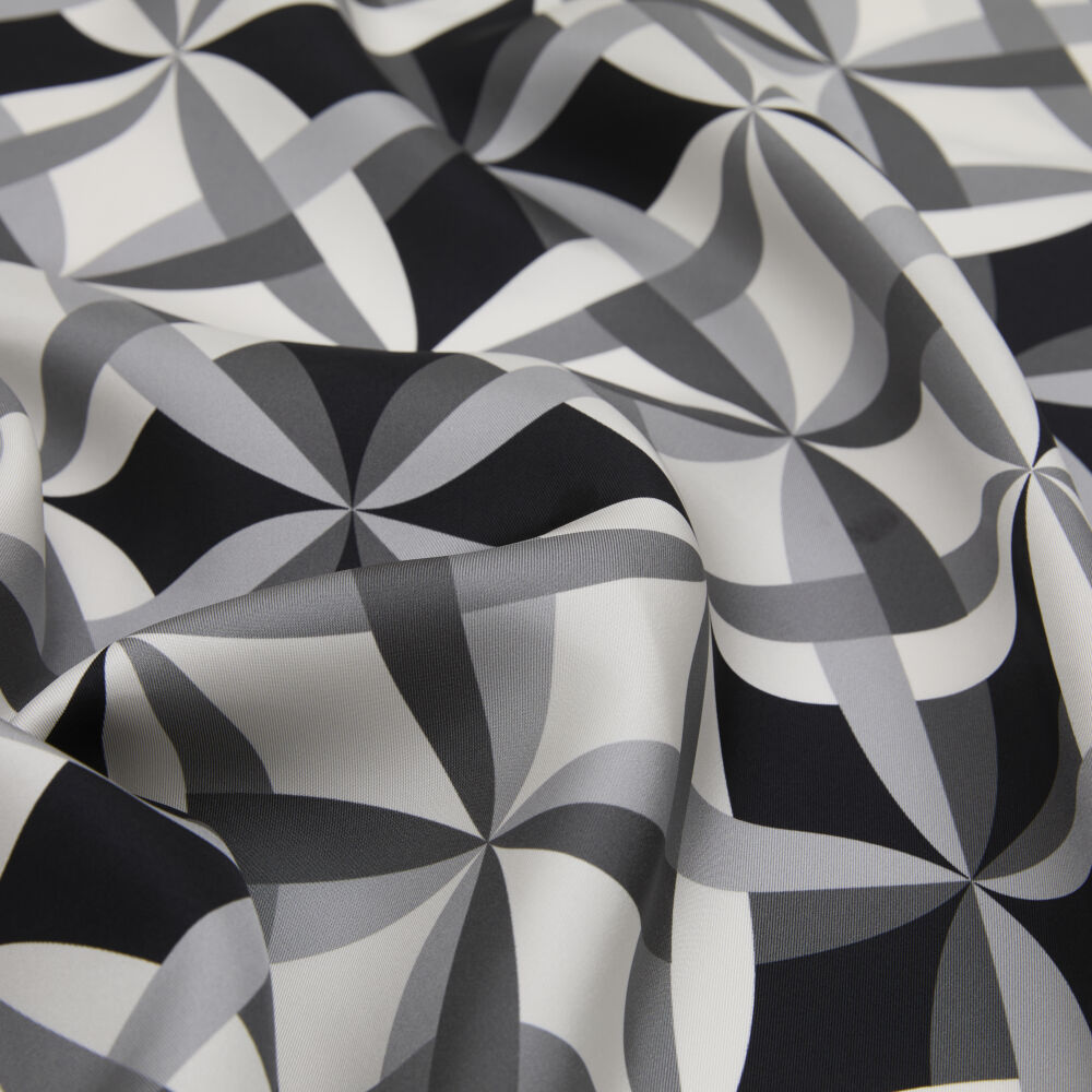 Grey Antique Mosaic Patterned Twill Silk Square Scarf - Vismara