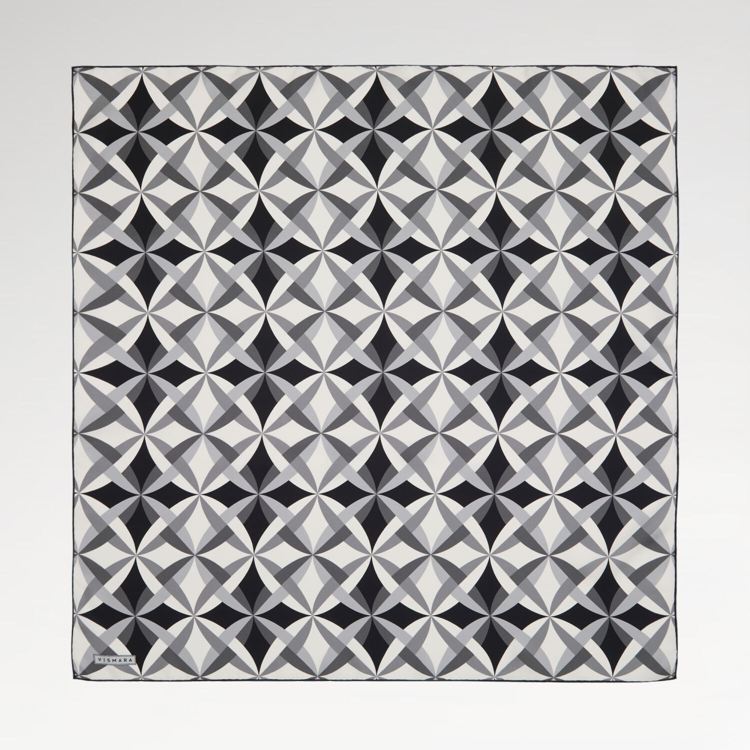 Grey Antique Mosaic Patterned Twill Silk Square Scarf - 1
