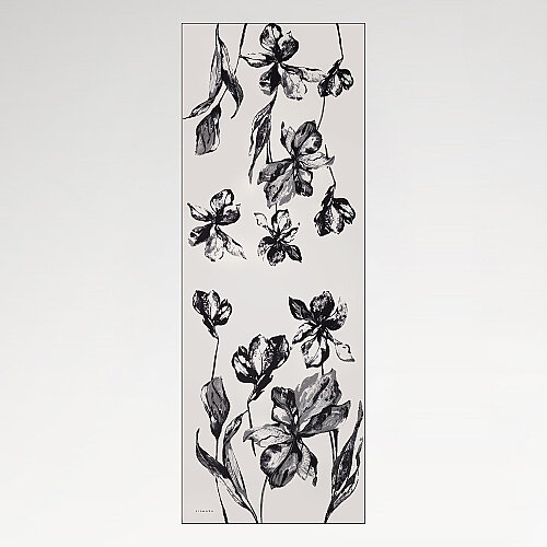 Grey Charcoal Lily Patterned Silk Scarf - Vismara