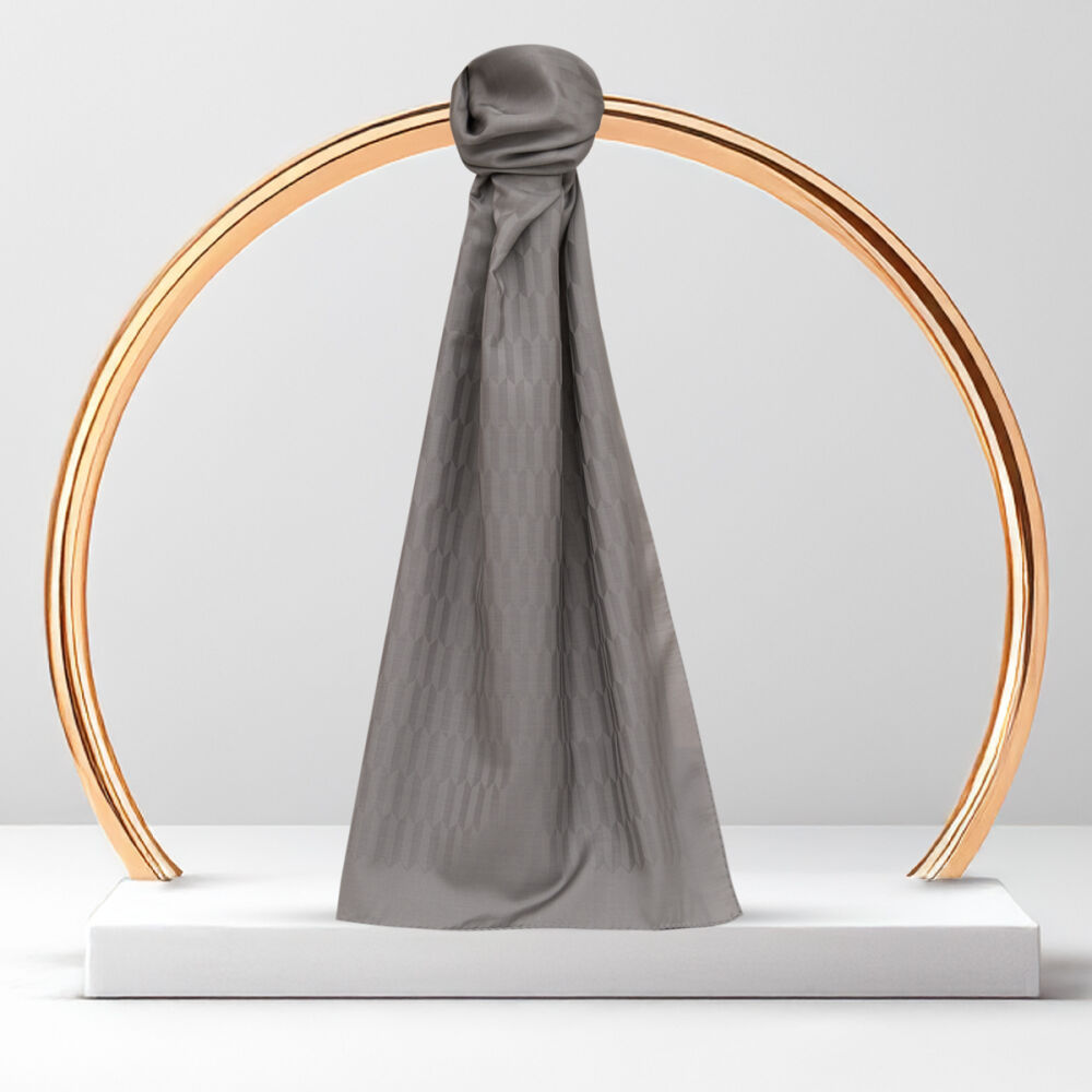 Grey Drop Pattern Jacquard Wool Silk Scarf