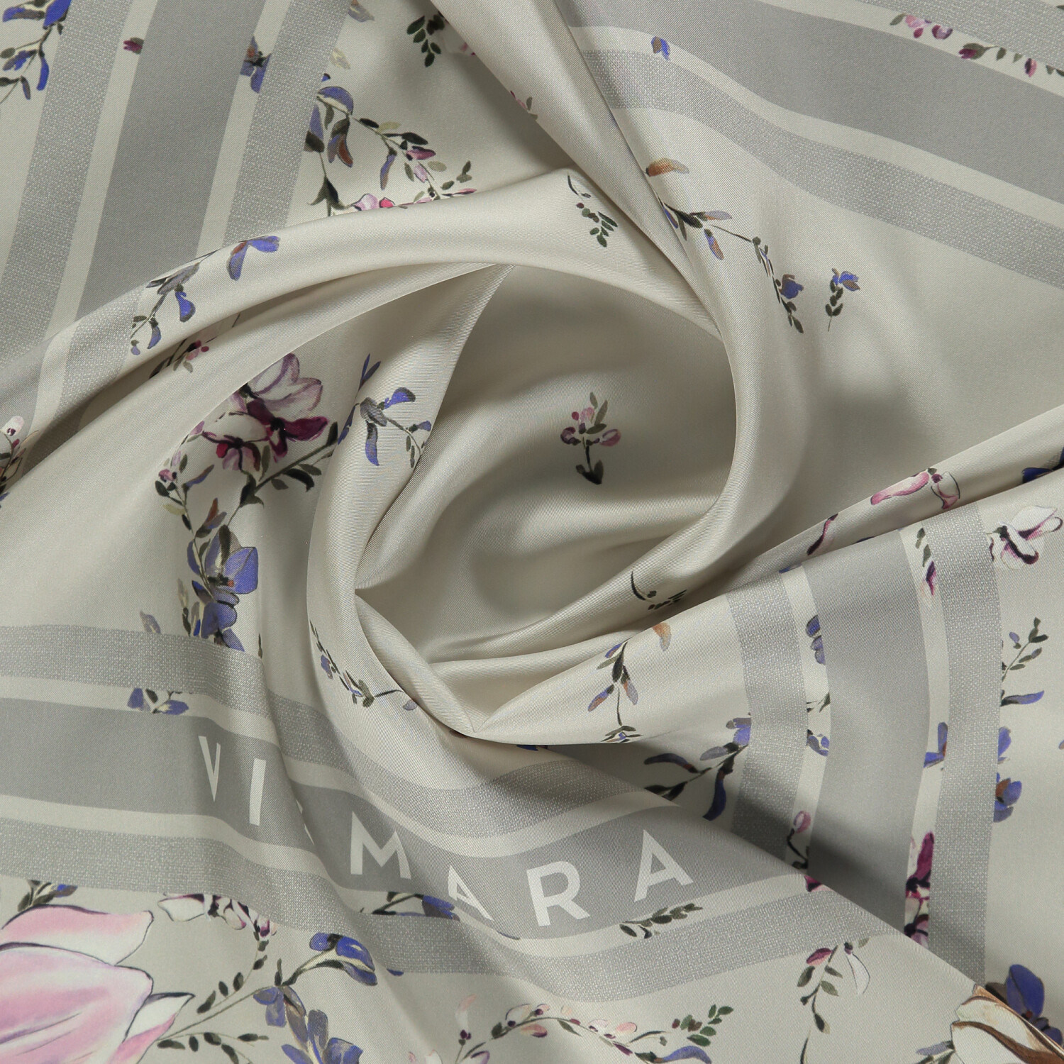 Grey Garden Harmony Pattern Twill Silk Square Scarf - 2