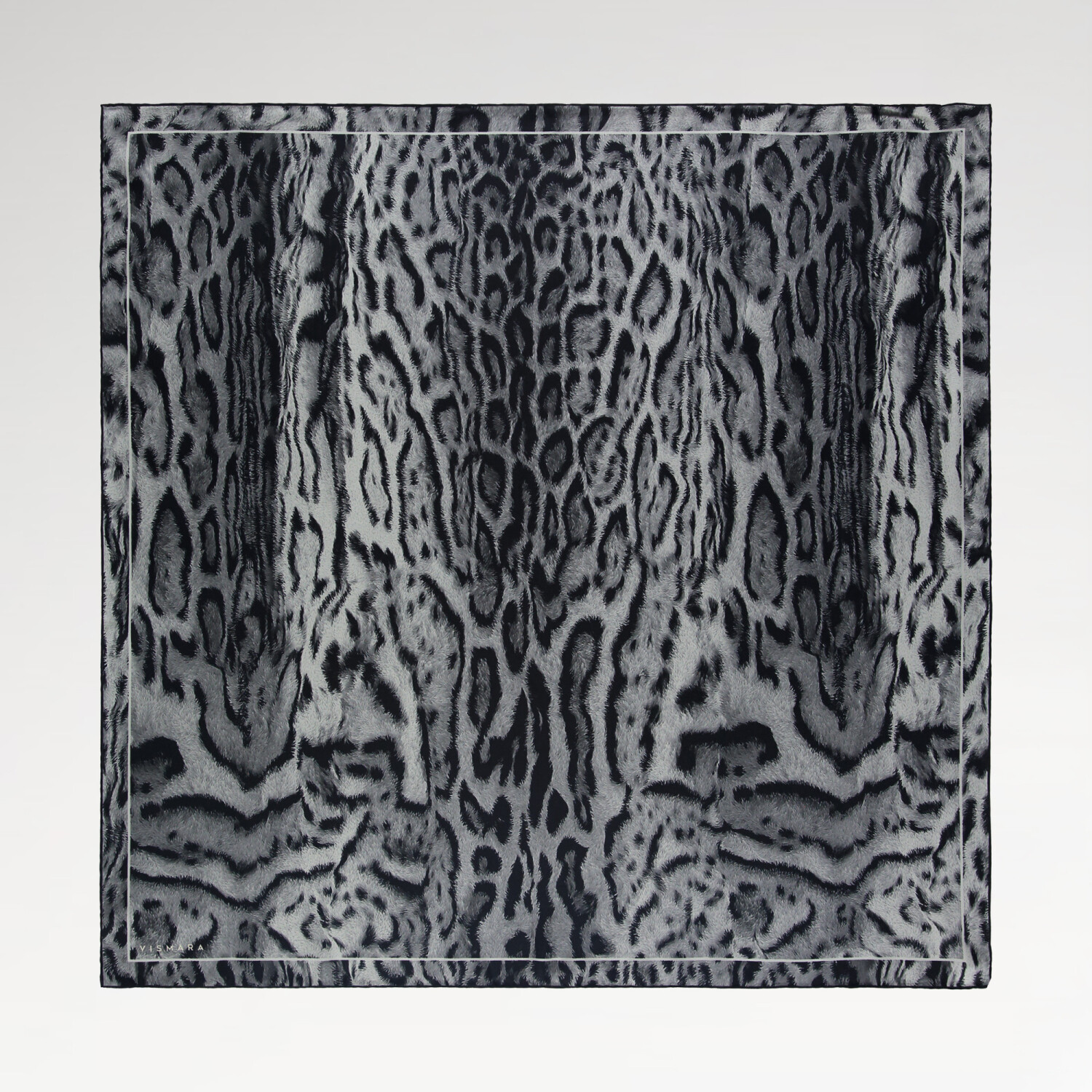 Grey Leopard Motif Pattern Twill Silk Square Scarf - 1