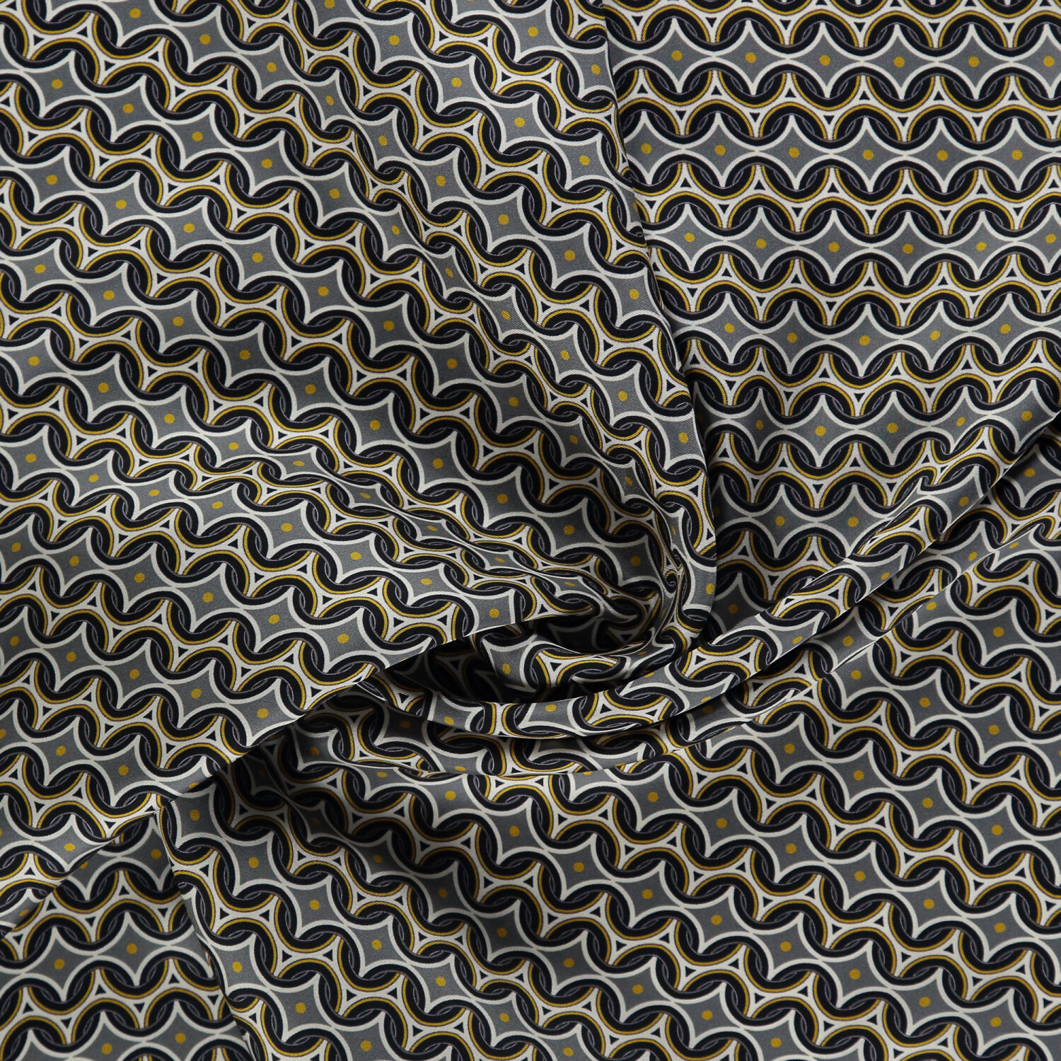 Grey Retro Pattern Twill Silk Square Scarf - 2