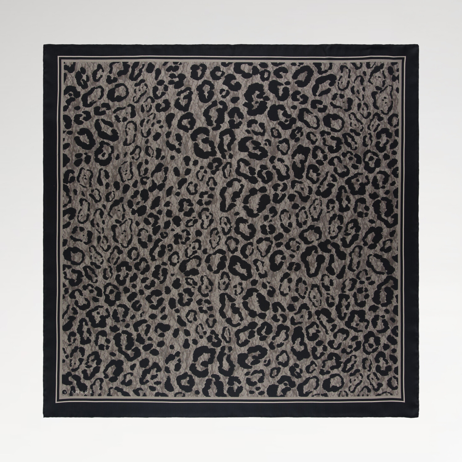 Gri Bulutsu Leopar Desen Twill İpek Eşarp - 1
