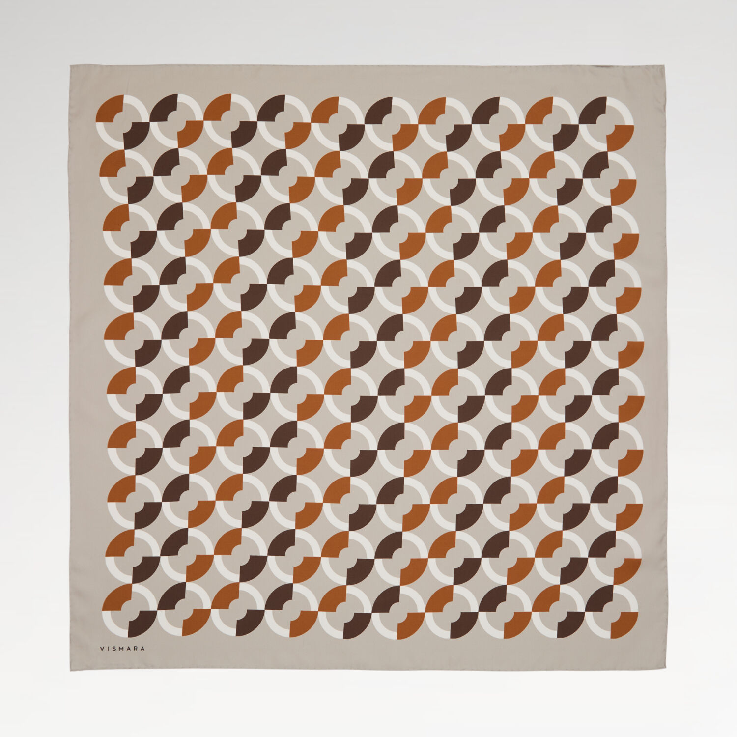 Gri Çember Desenli Twill İpek Eşarp - 1