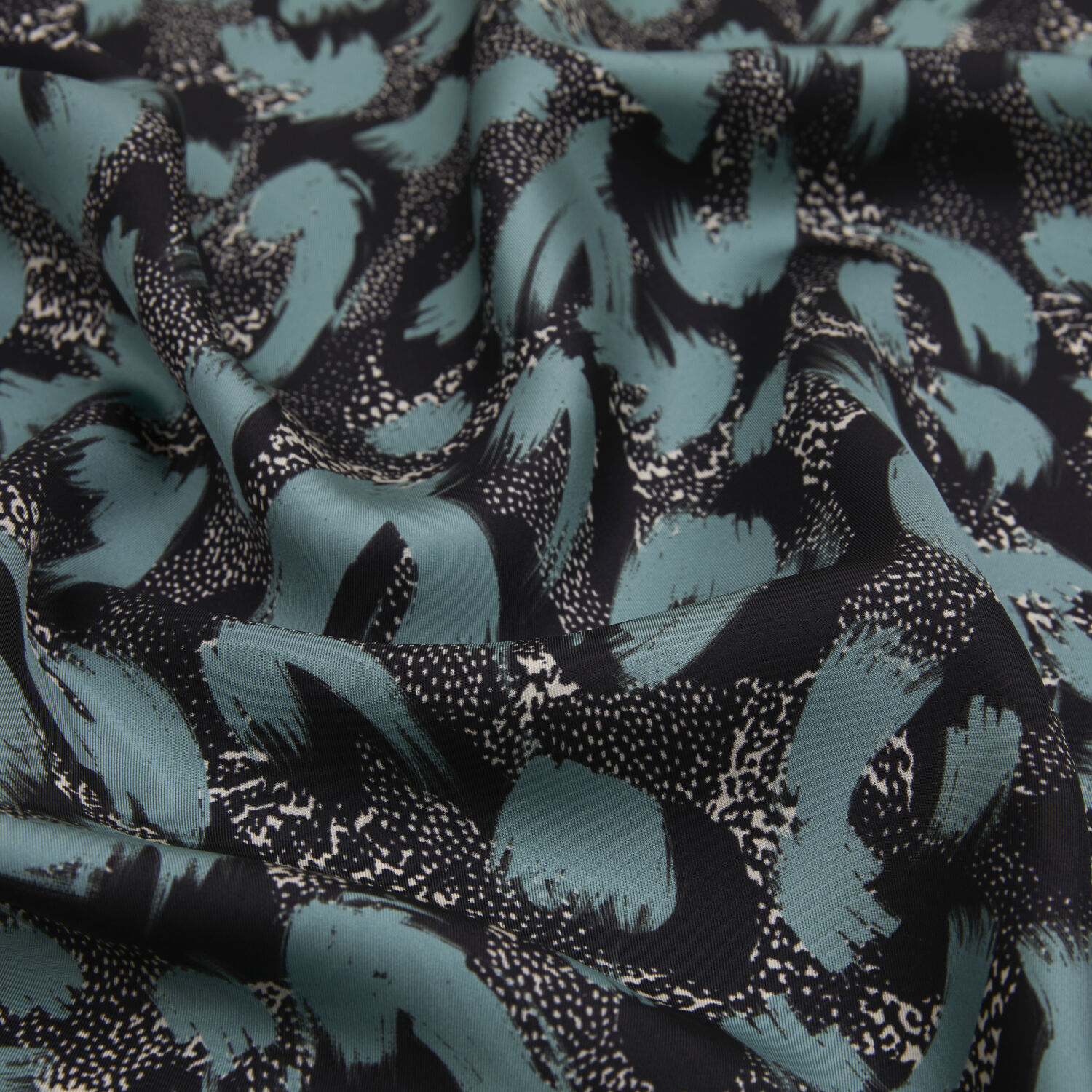Gri Leopar Desenli Twill İpek Eşarp - 2