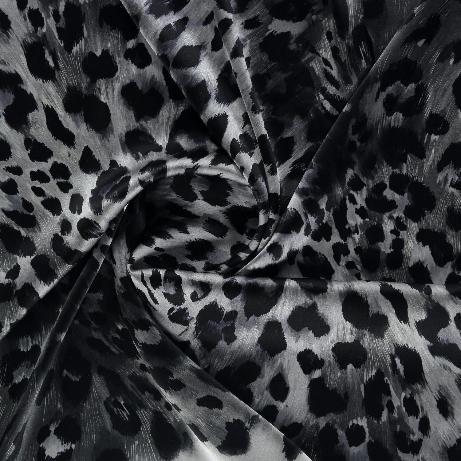Gri Natural Leopar Desen Twill İpek Eşarp - 2