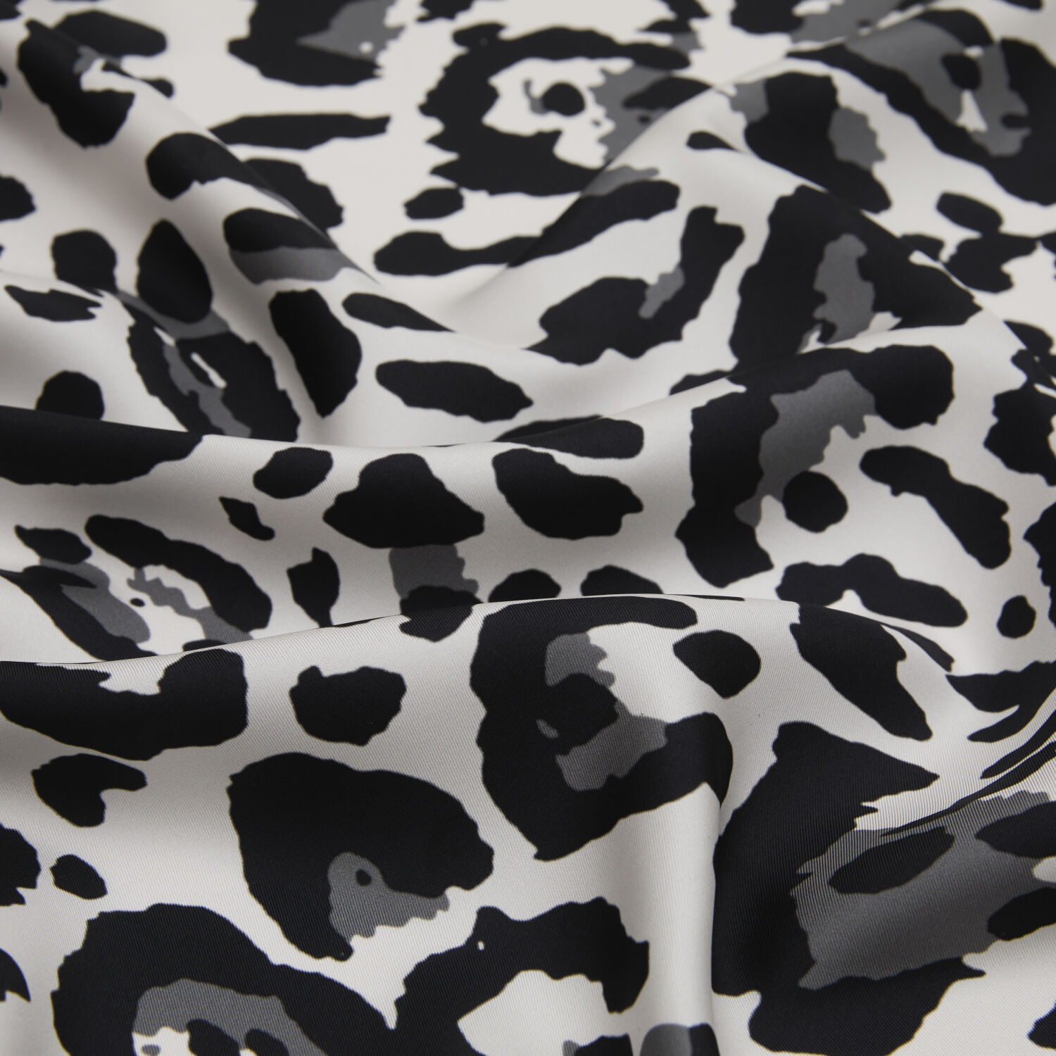 Gri Sanatsal Leopar Desenli Twill İpek Eşarp - 2