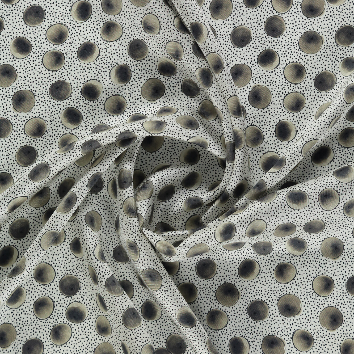 Gri Sanatsal Puan Desenli Twill İpek Eşarp - 2