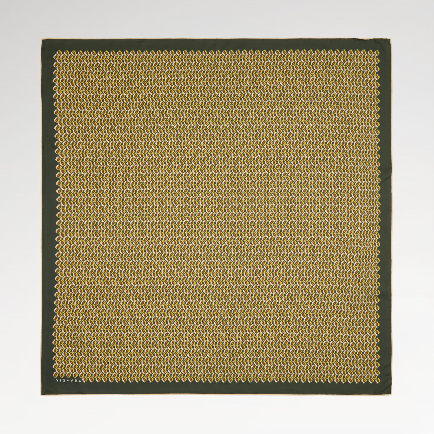 Haki Prizma Retro Desenli Twill İpek Eşarp - 1
