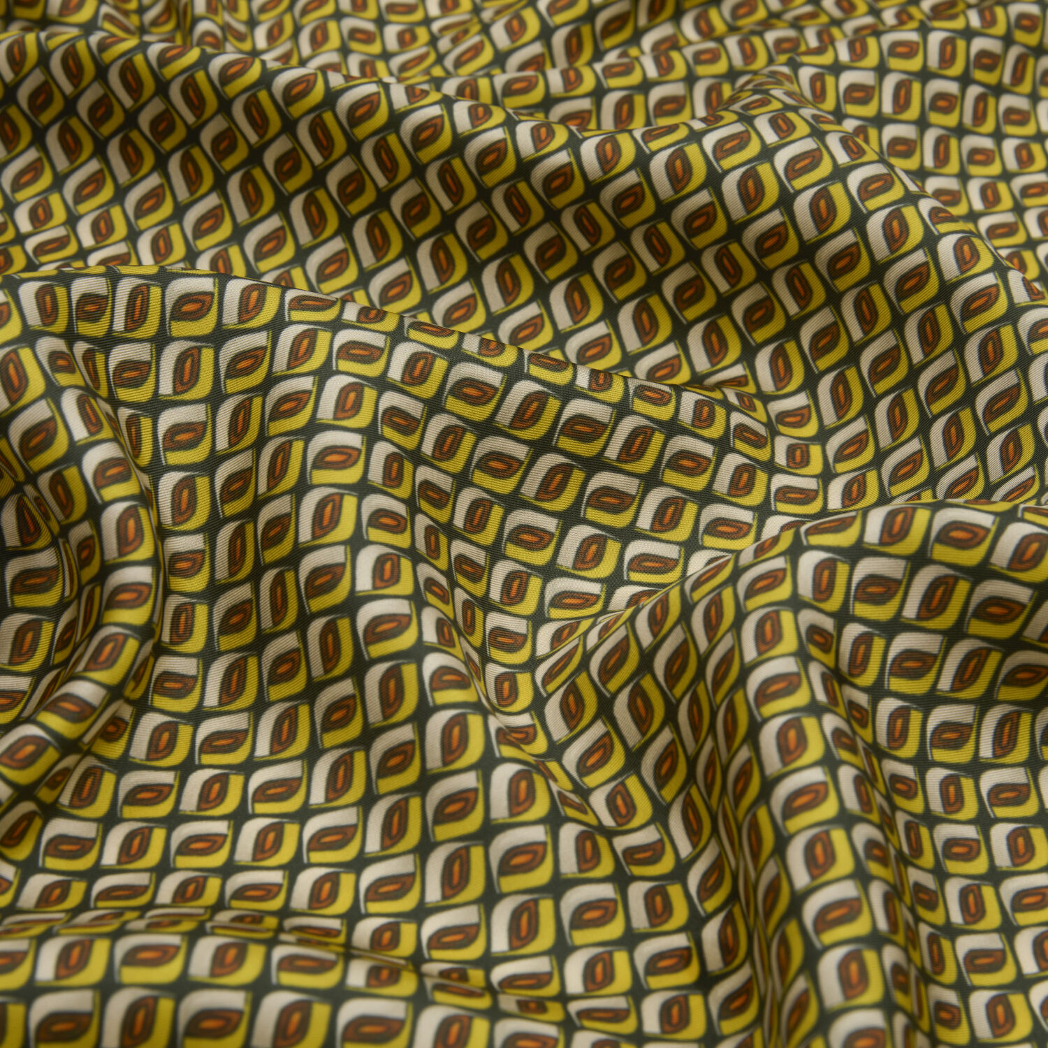 Haki Prizma Retro Desenli Twill İpek Eşarp - 2