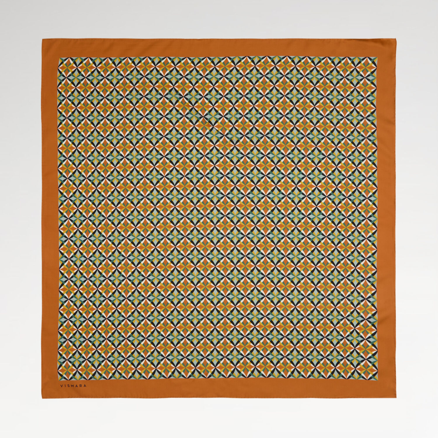 Hardal Diamond Line Retro Desen Twill İpek Eşarp - 1