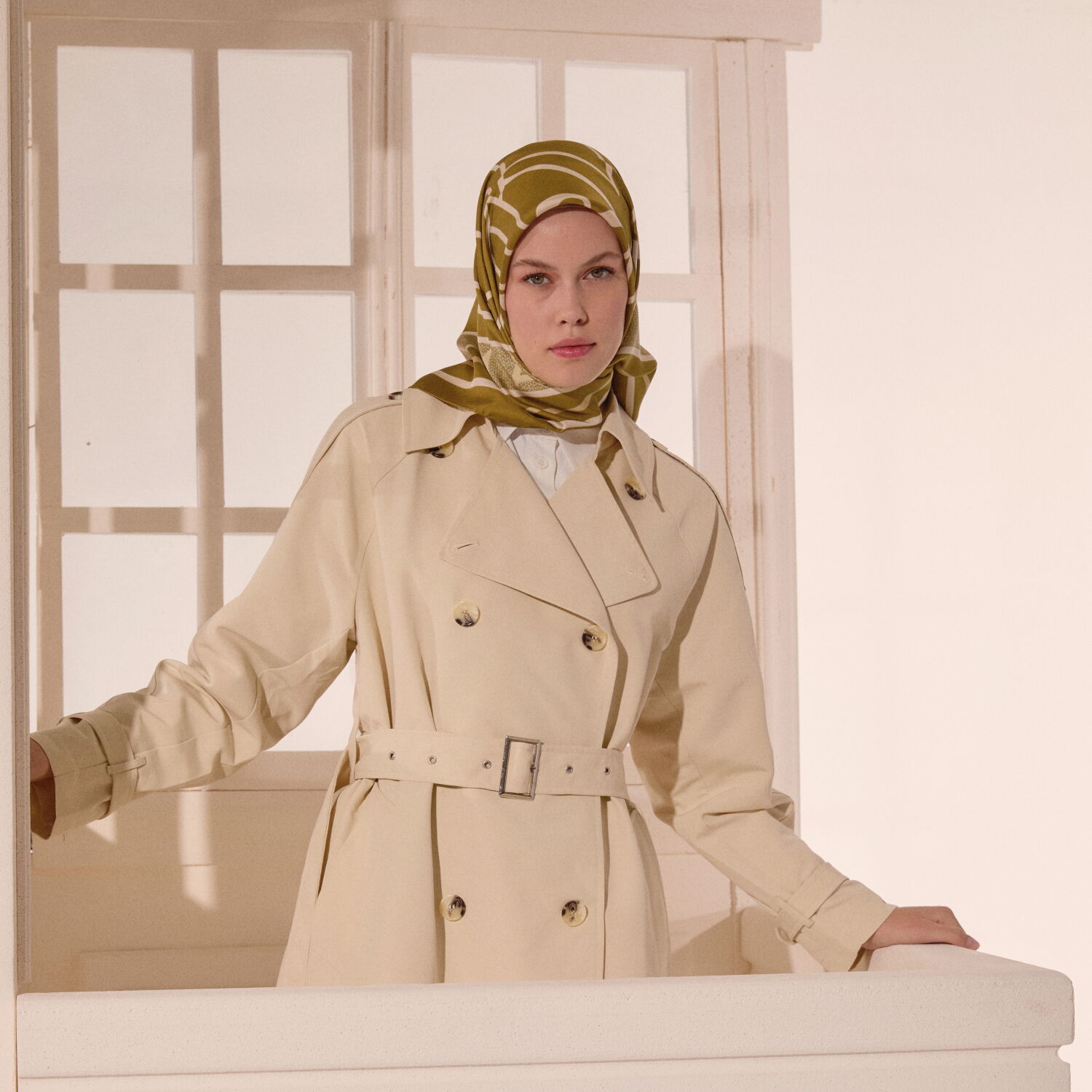 Hardal Vismara Kuğu Desen Twill İpek Eşarp - 4