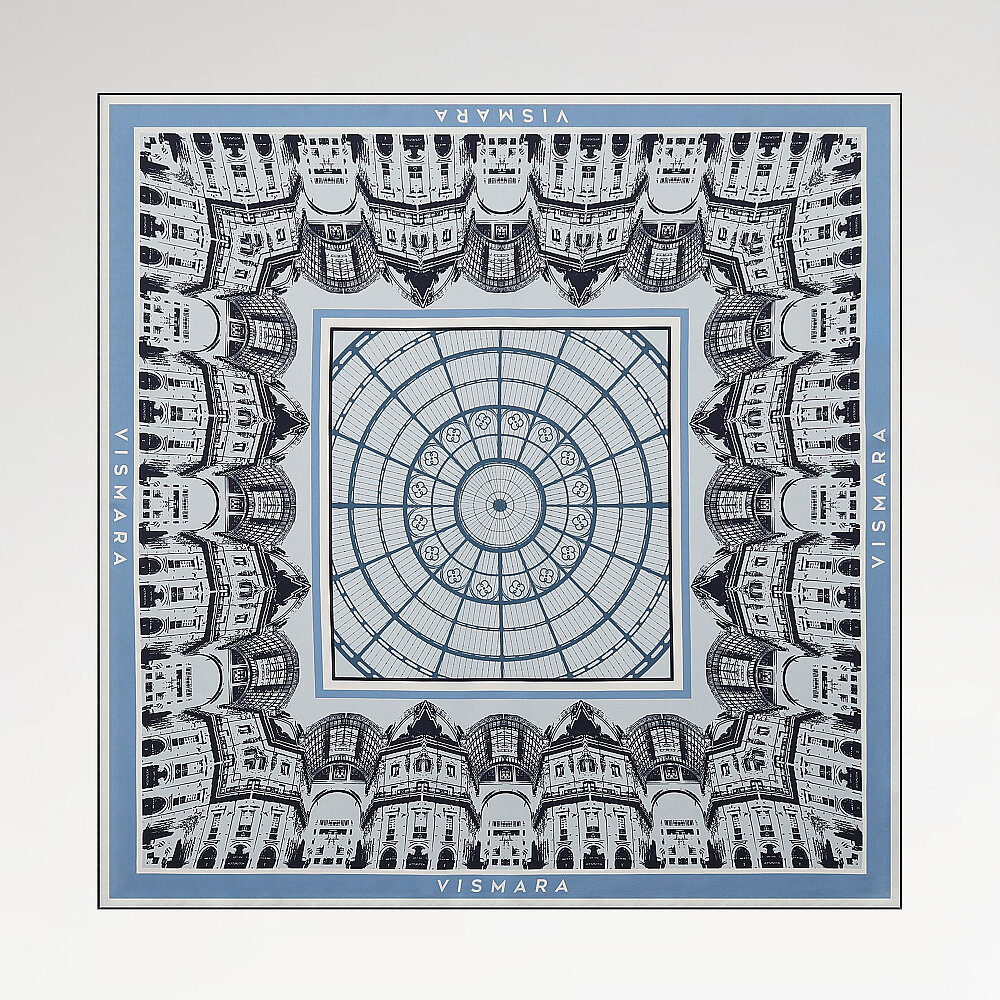 Indigo Galleria Dome Pattern Twill Silk Square Scarf - 1