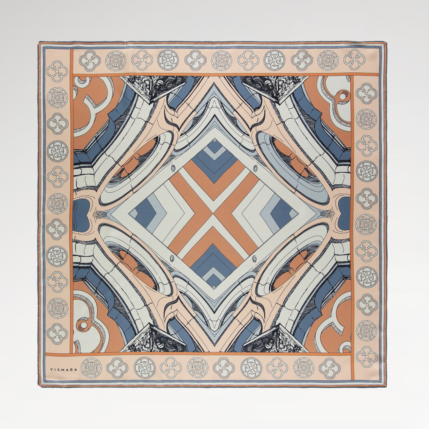 Indigo Linear Columns Patterned Twill Silk Square Scarf - 1