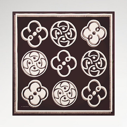 Kahve Vismara Monogram Desenli Twill İpek Eşarp