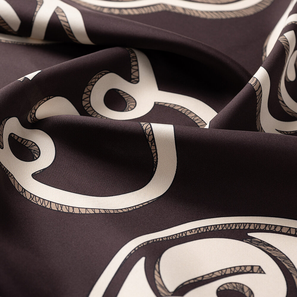 Kahve Vismara Monogram Desenli Twill İpek Eşarp - 2
