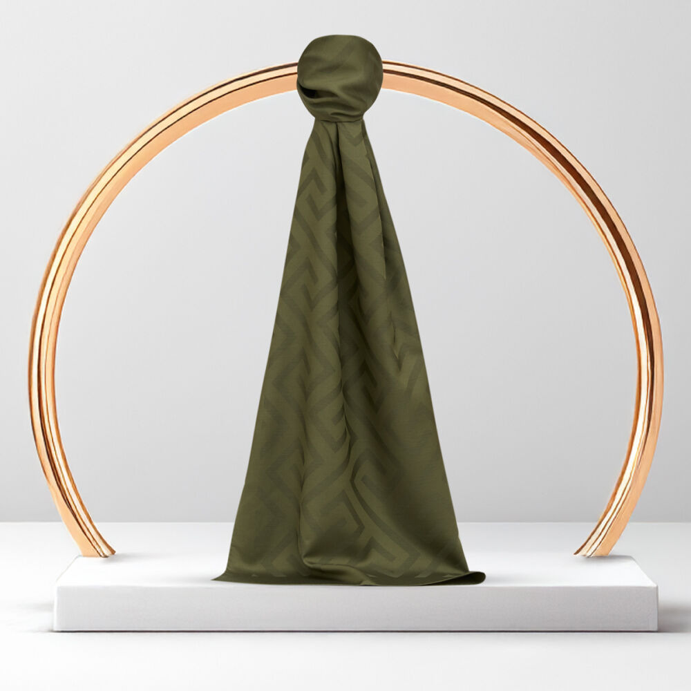 Khaki Green G Pattern Jacquard Wool Silk Scarf