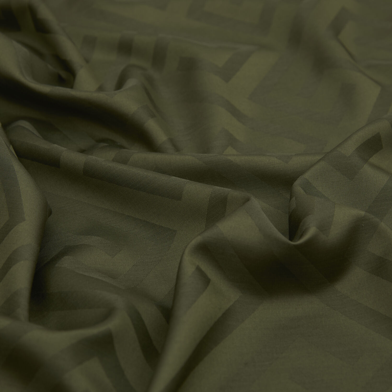 Khaki Green G Pattern Jacquard Wool Silk Scarf - 2