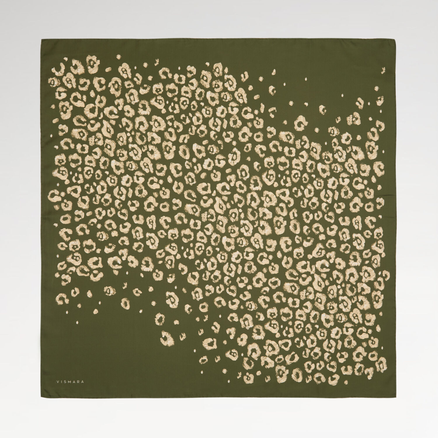 Khaki Modern Leopard Texture Patterned Twill Silk Square Scarf - 1