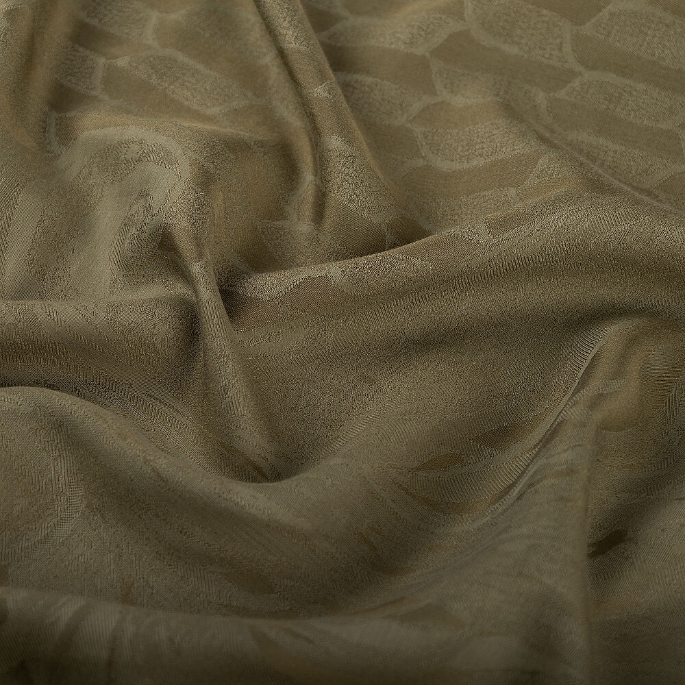 Khaki Royal Textured Jacquard Cotton Silk Scarf - 3