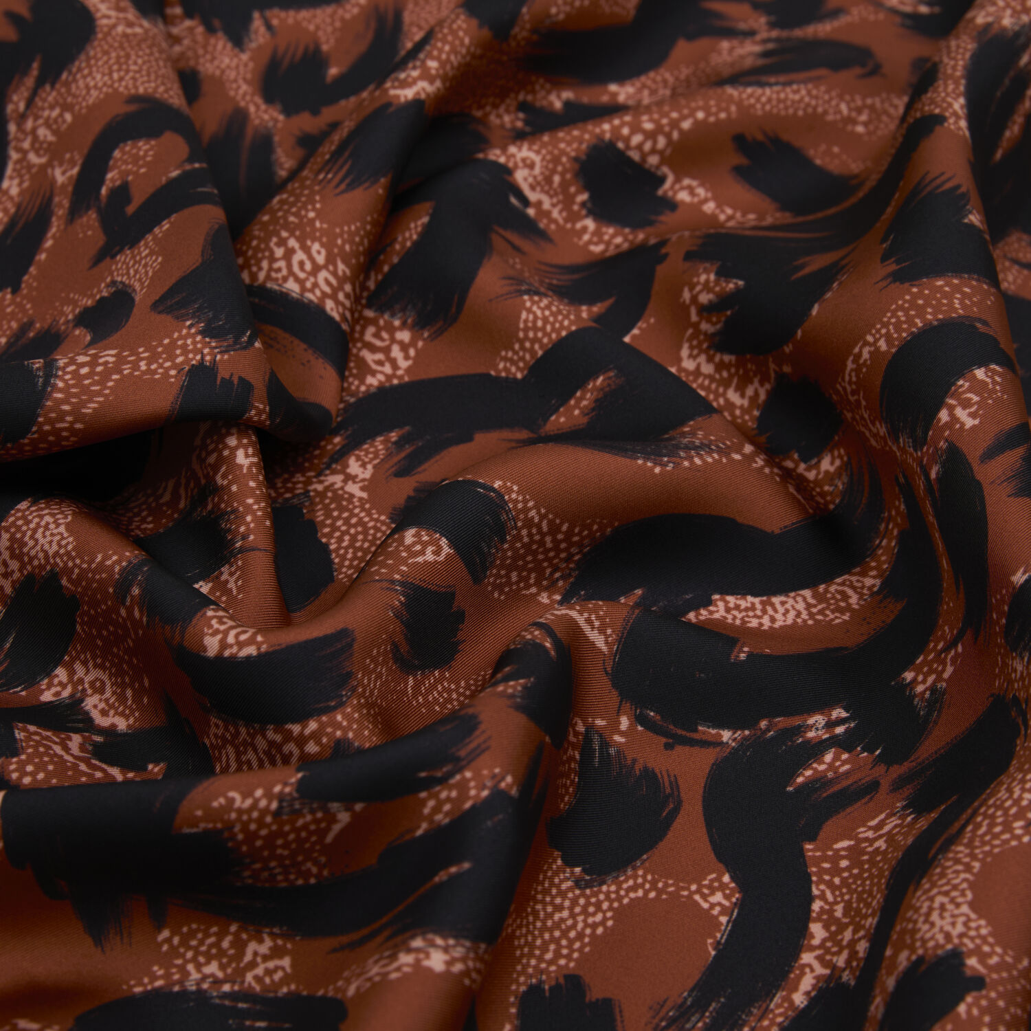Kiremit Leopar Desenli Twill İpek Eşarp - 2