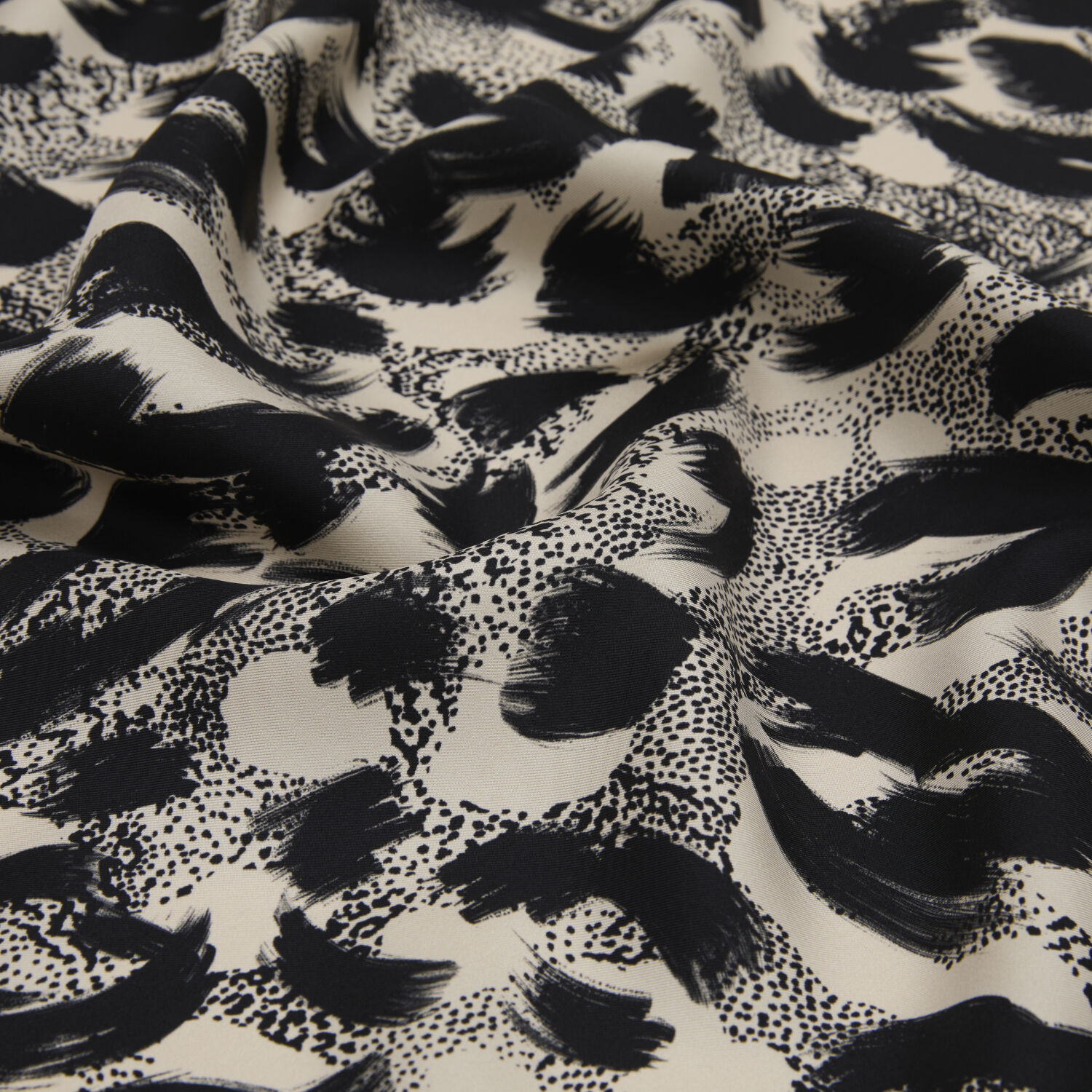 Krem Leopar Desenli Twill İpek Eşarp - 2
