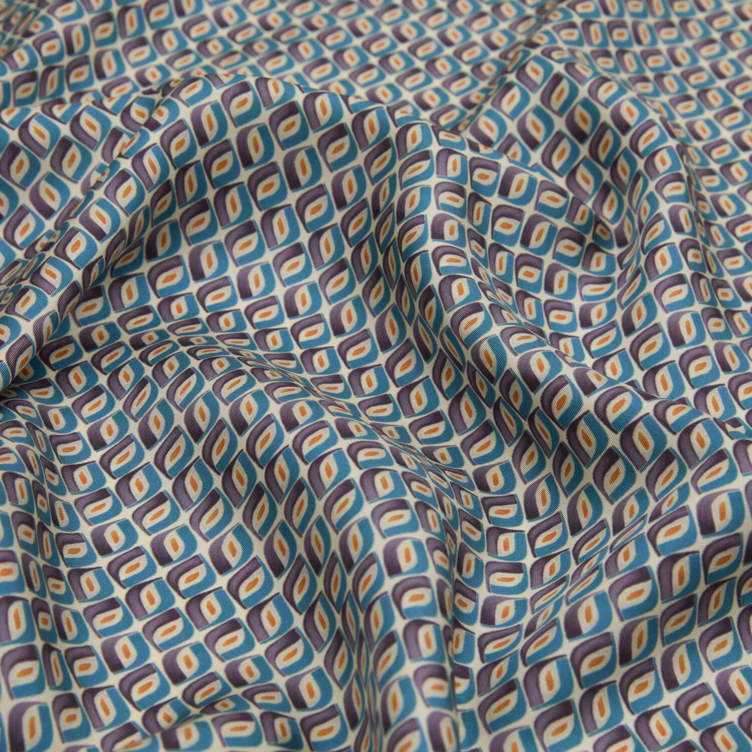 Krem Prizma Retro Desenli Twill İpek Eşarp - 2