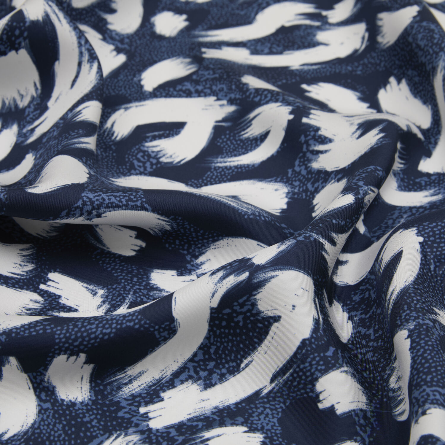 Lacivert Leopar Desenli Twill İpek Eşarp - 2