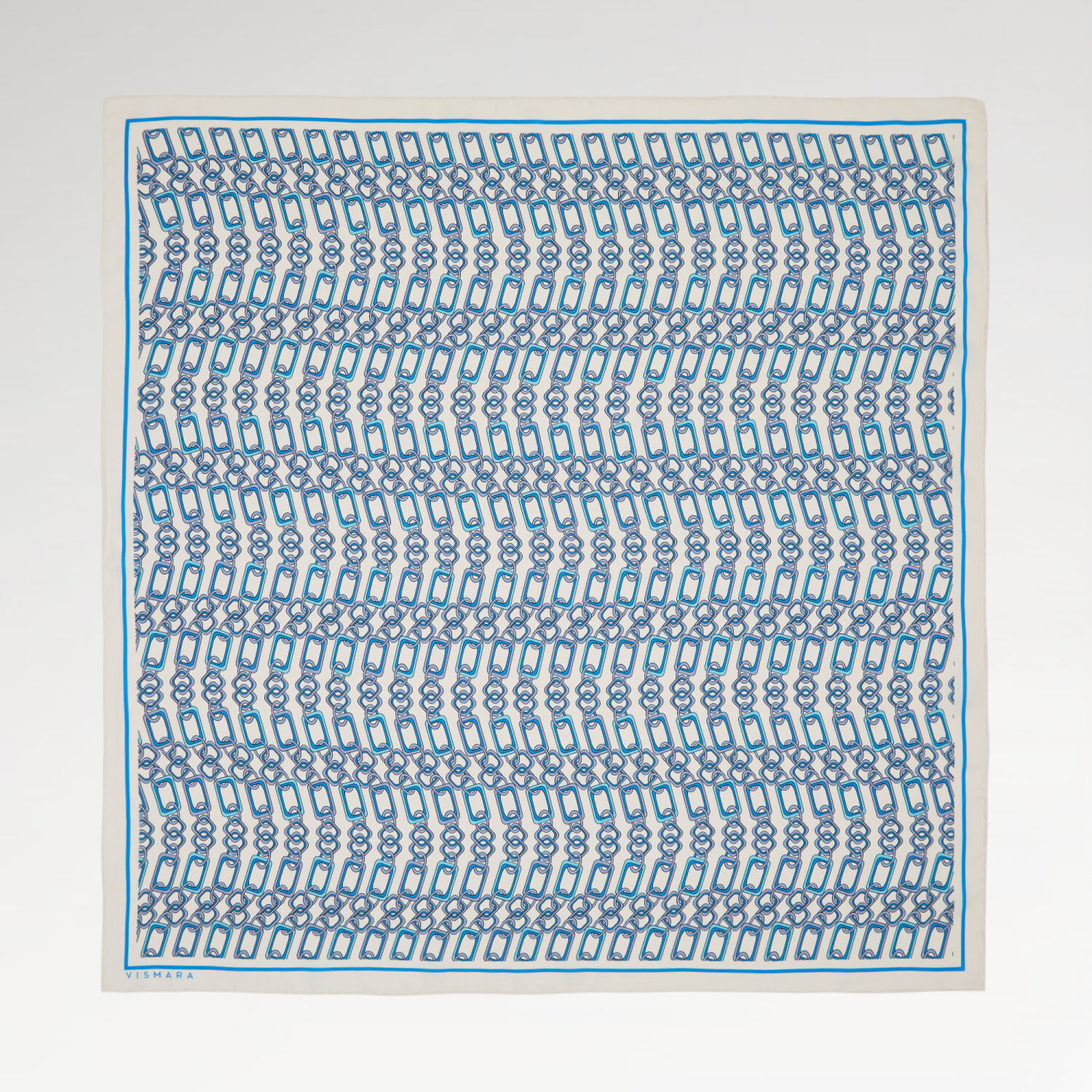 Light Blue Modern Chain Pattern Twill Silk Square Scarf - 1