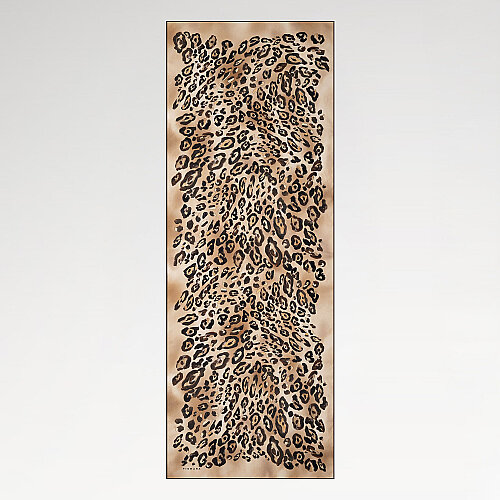 Light Brown Classic Panther Pattern Silk Scarf - Vismara