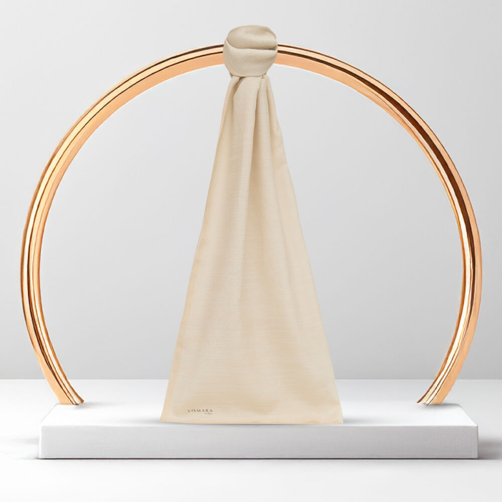 Light Cream Monogram Pattern V Jacquard Cotton Silk Scarf