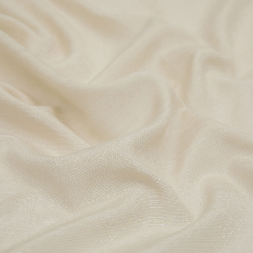 Light Cream Monogram Pattern V Jacquard Cotton Silk Scarf - Vismara