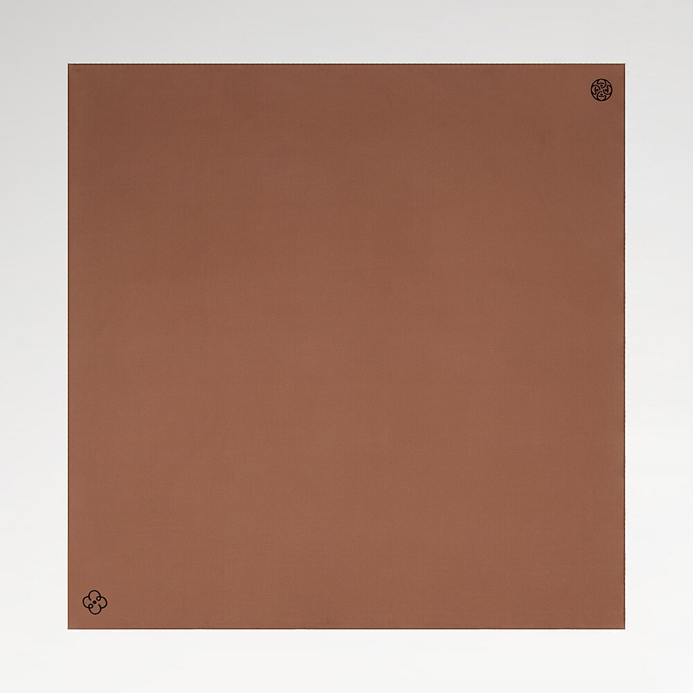 Light Grey - Light Brown Double-Sided Twill Silk Square Scarf - 2