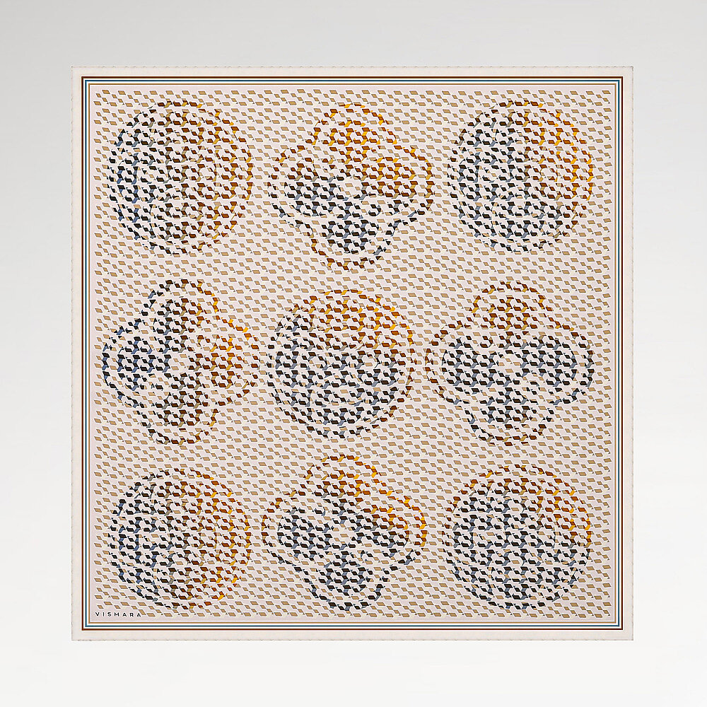 Light Mink Isometric Monogram Pattern Twill Silk Square Scarf - 1