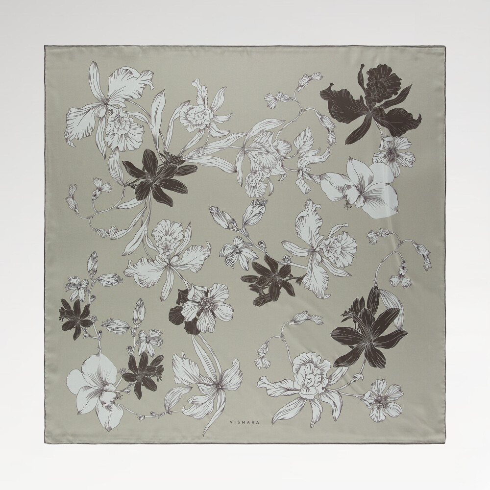 Light Mink Stilltone Pattern Twill Silk Square Scarf