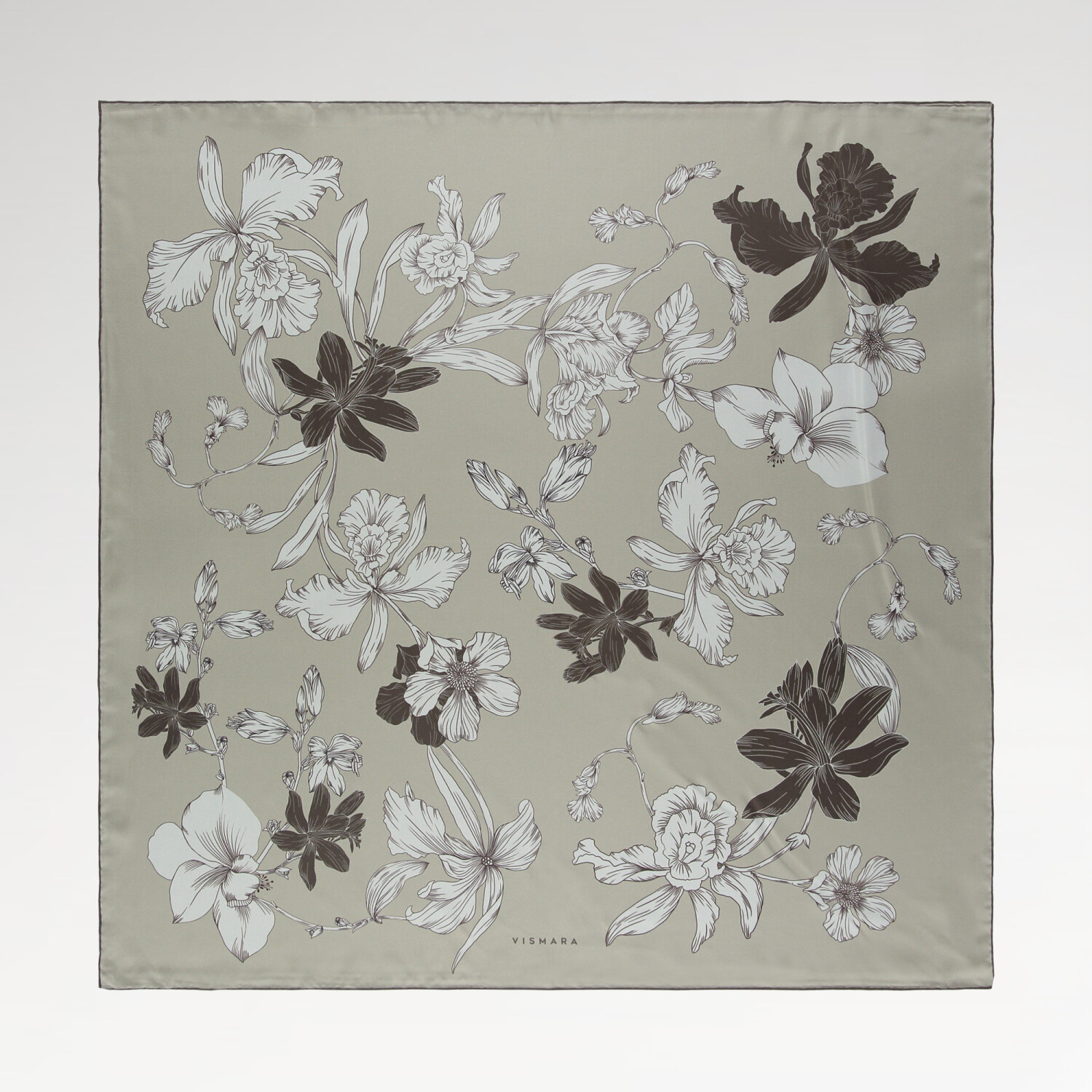 Light Mink Stilltone Pattern Twill Silk Square Scarf - 1