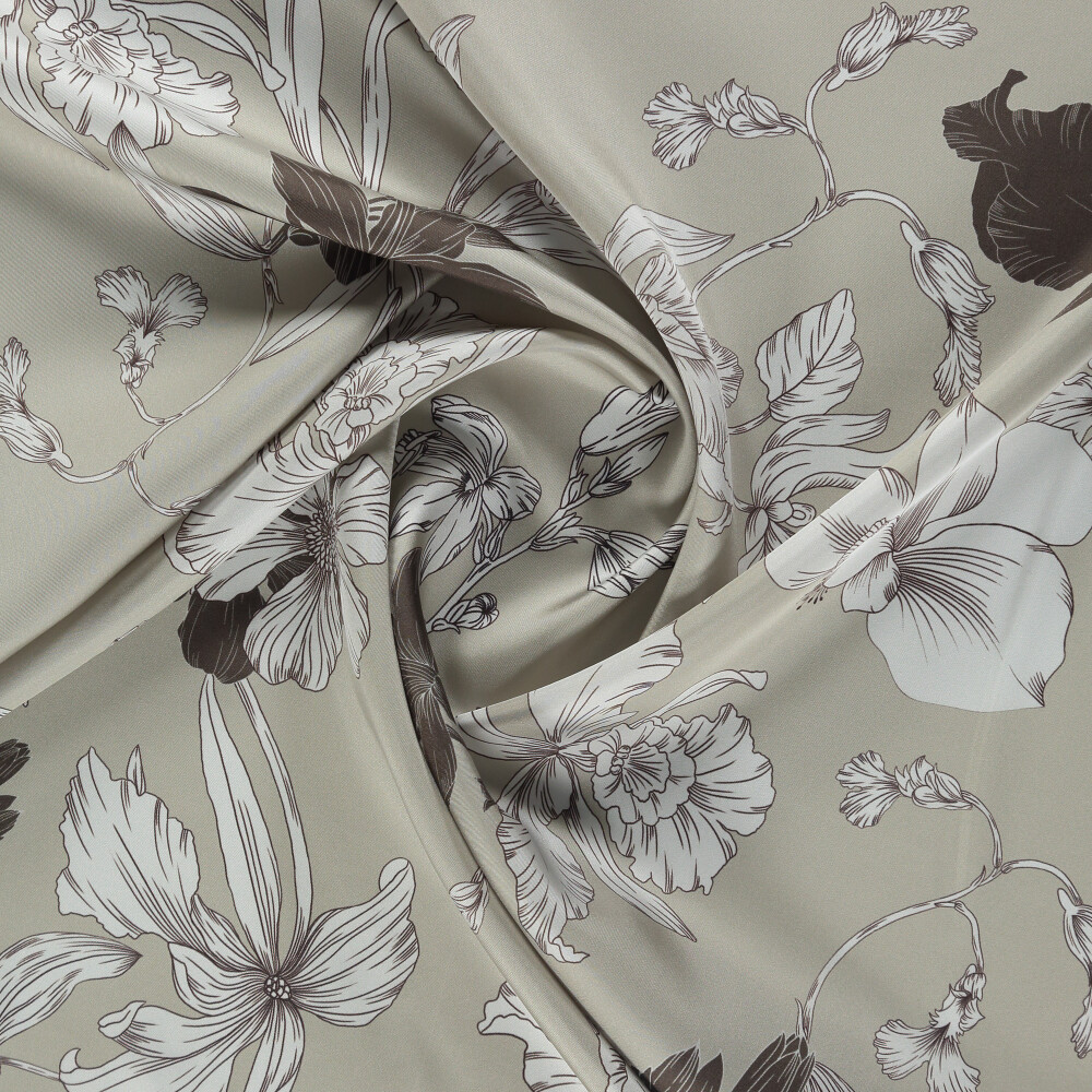 Light Mink Stilltone Pattern Twill Silk Square Scarf - Vismara