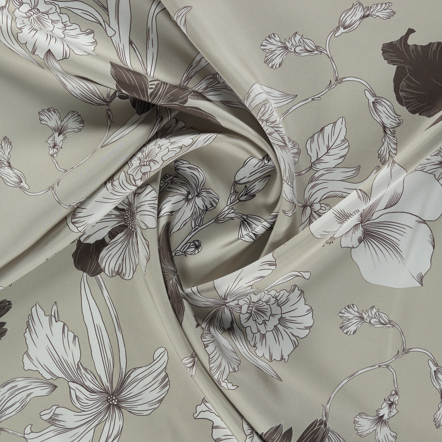 Light Mink Stilltone Pattern Twill Silk Square Scarf - 2